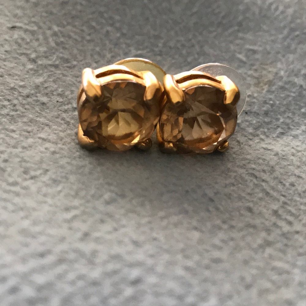 Swarovski gold tone and smoky topaz earrings